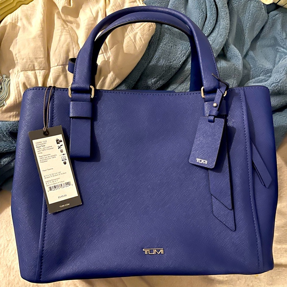TUMI VAREK Handbag. Brand new with tags (never used). Royal blue. durable!